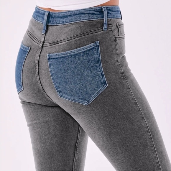 ULTRA HIGH-RISE BLACK CONTRAST WAIST SKINNY ANKLE JEAN SIZES 19S and 00L - Picture 4 of 10